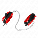 Elastische Handgelenksfesseln aus Spitze mit Roten Herzdetails, Verstellbar 22-35 cm von Kink Wrist Restraint | Fesselliebe.de