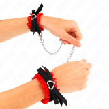Elastische Handgelenksfesseln aus Spitze mit Roten Herzdetails, Verstellbar 22-35 cm von Kink Wrist Restraint | Fesselliebe.de