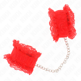 Elastische Handgelenksfesseln aus Spitze Rot von Kink Wrist Restraint | Fesselliebe.de