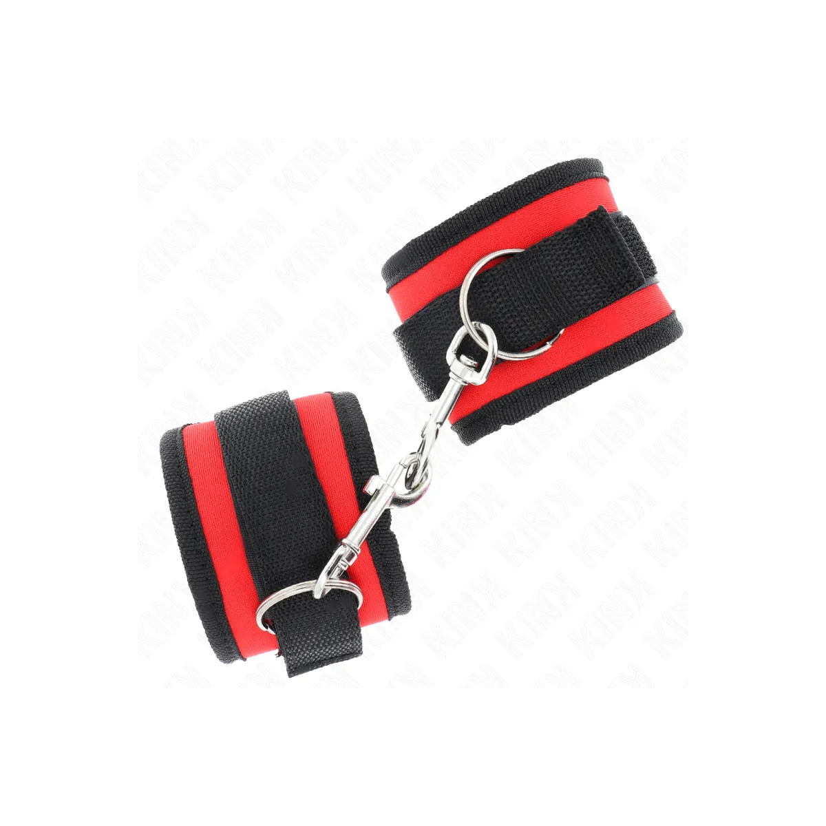 Nylon Bind-Handhandfesseln mit Klettverschluss Rot-Schwarz Modell 2, 18-35 cm X 6 cm von Kink Wrist Restraint | Fesselliebe.de