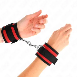 Nylon Bind-Handhandfesseln mit Klettverschluss Rot-Schwarz Modell 2, 18-35 cm X 6 cm von Kink Wrist Restraint