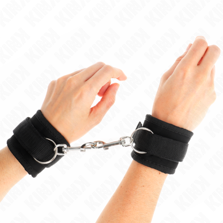 Nylon Bind-Handhandfesseln mit Klettverschluss, Schwarz, Modell 2, 18-35 cm X 6 cm von Kink Wrist Restraint | Fesselliebe.de