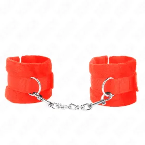 Beginner Pelzhandmanschetten Rot 30 X 7 cm von Kink Wrist Restraint | Fesselliebe.de