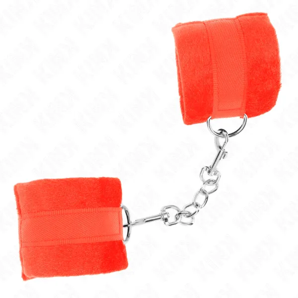 Beginner Pelzhandmanschetten Rot 30 X 7 cm von Kink Wrist Restraint | Fesselliebe.de