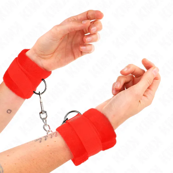 Beginner Pelzhandmanschetten Rot 30 X 7 cm von Kink Wrist Restraint | Fesselliebe.de