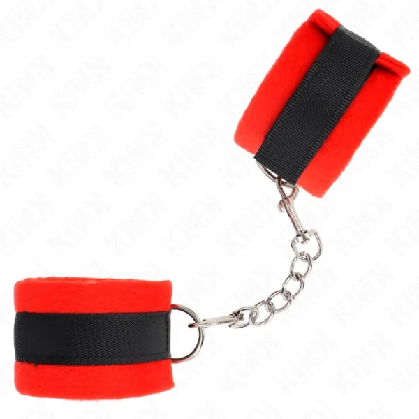 Beginner Pelzhandmanschetten Schwarz-Rot 30 X 7 cm von Kink Wrist Restraint | Fesselliebe.de