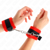 Beginner Pelzhandmanschetten Schwarz-Rot 30 X 7 cm von Kink Wrist Restraint | Fesselliebe.de