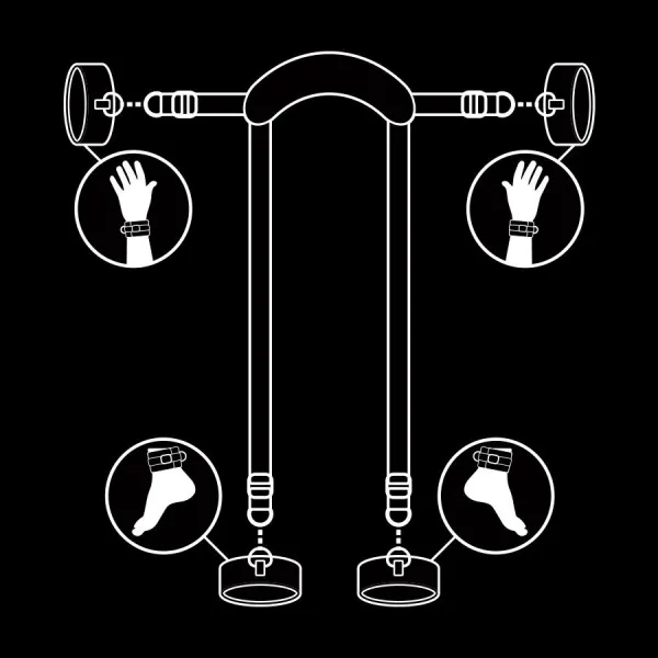 Meisterposition mit 4 Noprene-Gefüttert Handschellen von Fetish Submissive Bondage | Fesselliebe.de