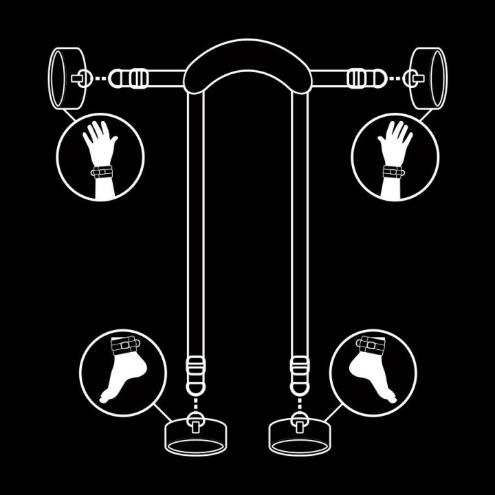 Meisterposition mit 4 Noprene-Gefüttert Handschellen von Fetish Submissive Bondage | Fesselliebe.de