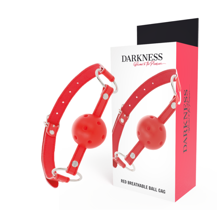 Roter, Atmungsaktiver Knebel von Darkness Bondage | Fesselliebe.de