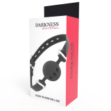 Schwarzer Atmungsaktiver Silikon-Knebel von Darkness Bondage | Fesselliebe.de