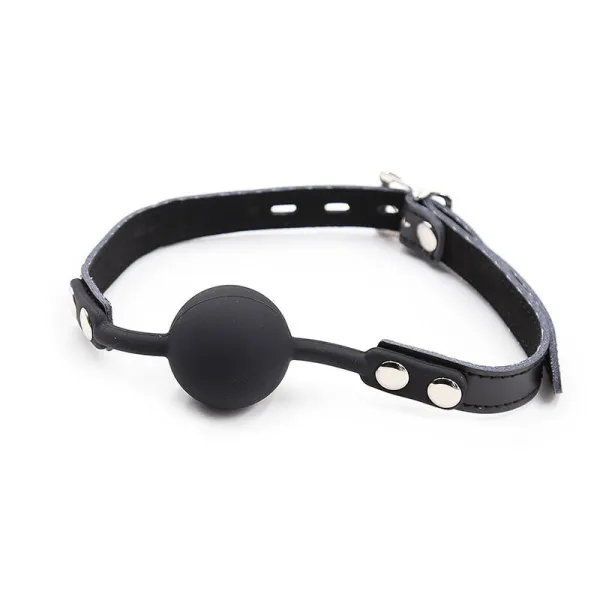 Silikon-Ballgag mit Ledergürtel (VORHÄNGESCHLOSS Inklusive) von Ohmama Fetish | Fesselliebe.de