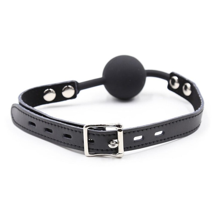 Silikon-Ballgag mit Ledergürtel (VORHÄNGESCHLOSS Inklusive) von Ohmama Fetish | Fesselliebe.de
