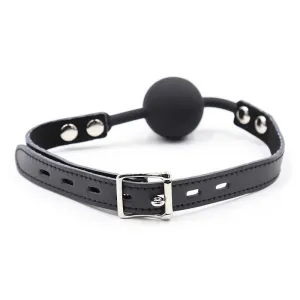 Silikon-Ballgag mit Ledergürtel (VORHÄNGESCHLOSS Inklusive) von Ohmama Fetish