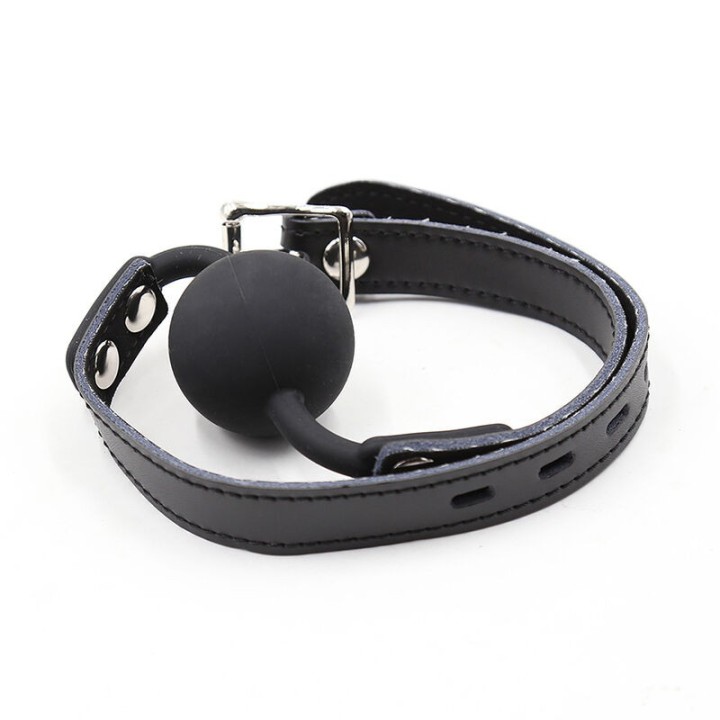 Silikon-Ballgag mit Ledergürtel (VORHÄNGESCHLOSS Inklusive) von Ohmama Fetish | Fesselliebe.de