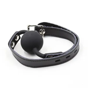 Silikon-Ballgag mit Ledergürtel (VORHÄNGESCHLOSS Inklusive) von Ohmama Fetish