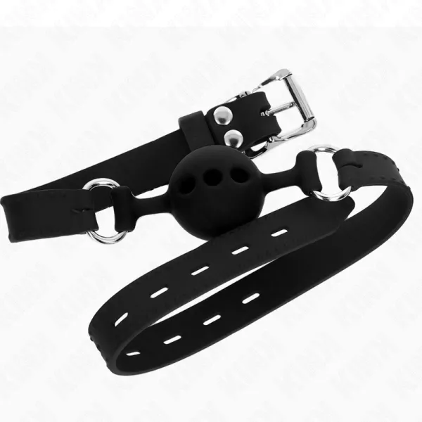 Vollsilikon-Klappen 55 X 2 cm mit 4 cm Kugel Grösse S Schwarz Verstellbar 35-51 cm von Kink Collar & Gag | Fesselliebe.de