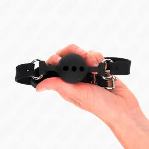 Vollsilikon-Klappen 55 X 2 cm mit 4 cm Kugel Grösse S Schwarz Verstellbar 35-51 cm von Kink Collar & Gag