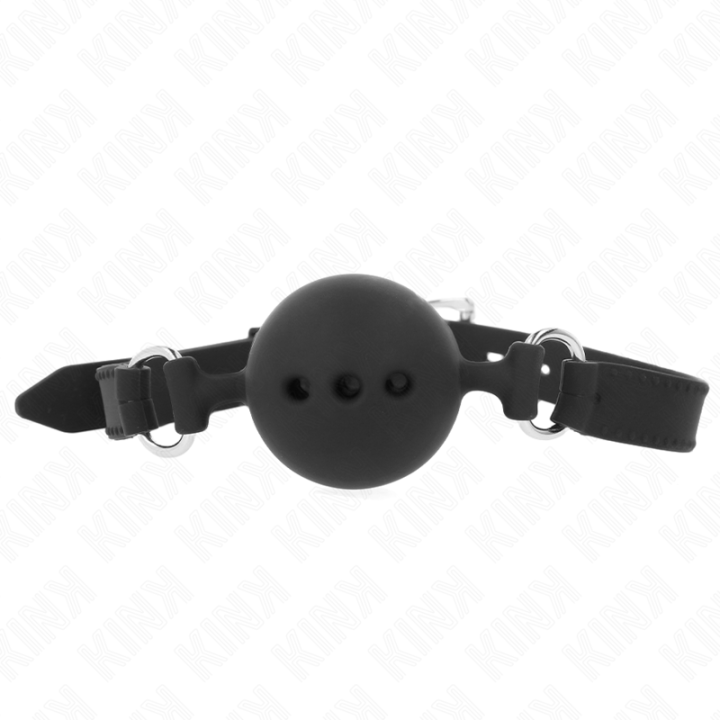 Vollsilikon-Klappen 55 X 2 cm mit 4,5 cm Kugel Grösse M Schwarz Verstellbar 35-51 cm von Kink Collar & Gag | Fesselliebe.de
