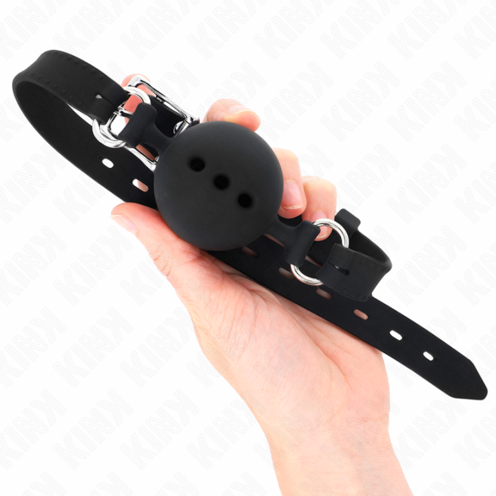 Vollsilikon-Klappen 55 X 2 cm mit 4,5 cm Kugel Grösse M Schwarz Verstellbar 35-51 cm von Kink Collar & Gag | Fesselliebe.de