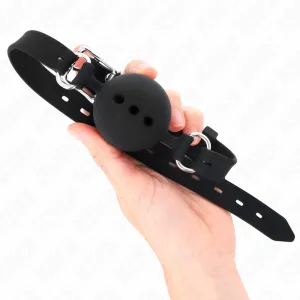 Vollsilikon-Klappen 55 X 2 cm mit 4,5 cm Kugel Grösse M Schwarz Verstellbar 35-51 cm von Kink Collar & Gag