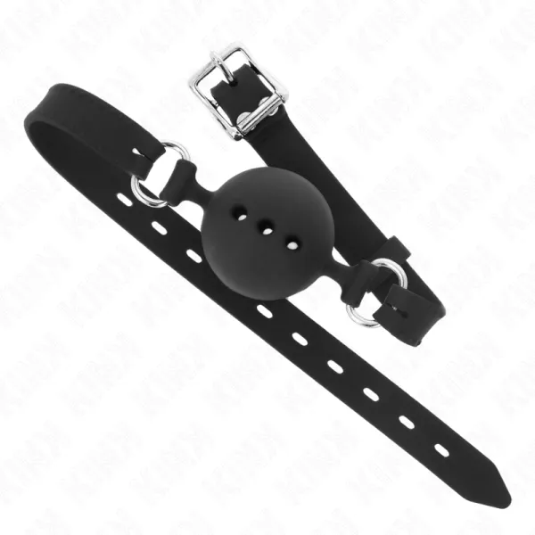 Vollsilikon-Klappen 55 X 2 cm mit 4,5 cm Kugel Grösse M Schwarz Verstellbar 35-51 cm von Kink Collar & Gag | Fesselliebe.de