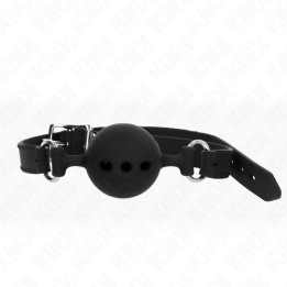 Vollsilikon-Klappen 55 X 2 cm mit 5 cm Kugel Grösse L Schwarz Verstellbar 35-51 cm von Kink Collar & Gag | Fesselliebe.de