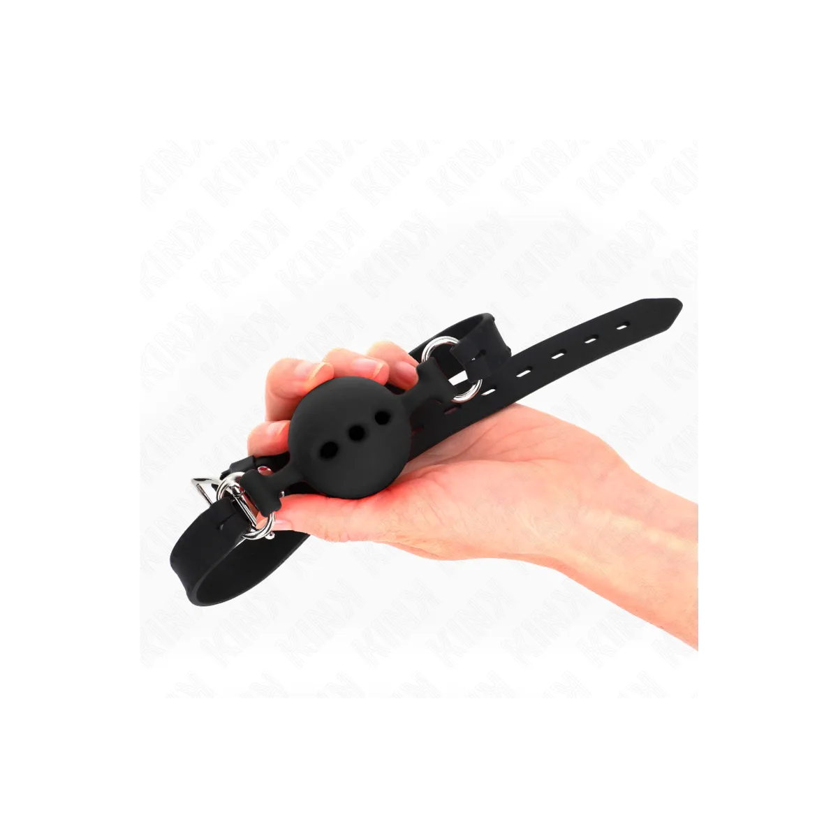 Vollsilikon-Klappen 55 X 2 cm mit 5 cm Kugel Grösse L Schwarz Verstellbar 35-51 cm von Kink Collar & Gag | Fesselliebe.de