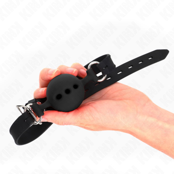 Vollsilikon-Klappen 55 X 2 cm mit 5 cm Kugel Grösse L Schwarz Verstellbar 35-51 cm von Kink Collar & Gag | Fesselliebe.de