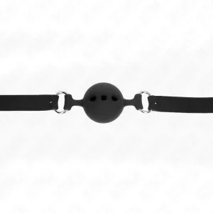 Vollsilikon-Klappen 55 X 2 cm mit 5 cm Kugel Grösse L Schwarz Verstellbar 35-51 cm von Kink Collar & Gag