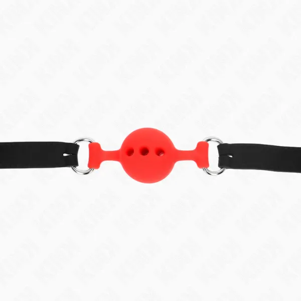 Vollsilikon-Klappen 55 X 2 cm mit 4 cm Kugel Grösse S Rot Verstellbar 35-51 cm von Kink Collar & Gag | Fesselliebe.de
