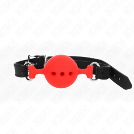 Vollsilikon-Klappen 55 X 2 cm mit 4,5 cm Kugel Grösse M Rot Verstellbar 35-51 cm von Kink Collar & Gag | Fesselliebe.de