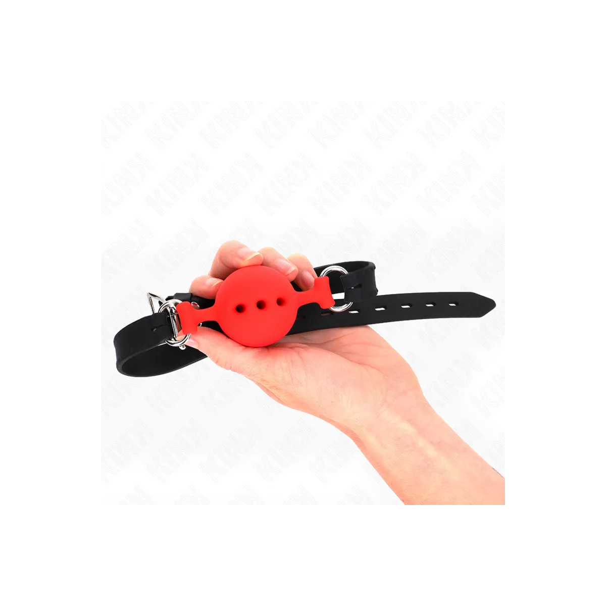 Vollsilikon-Klappen 55 X 2 cm mit 4,5 cm Kugel Grösse M Rot Verstellbar 35-51 cm von Kink Collar & Gag | Fesselliebe.de