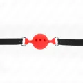 Vollsilikon-Klappen 55 X 2 cm mit 4,5 cm Kugel Grösse M Rot Verstellbar 35-51 cm von Kink Collar & Gag