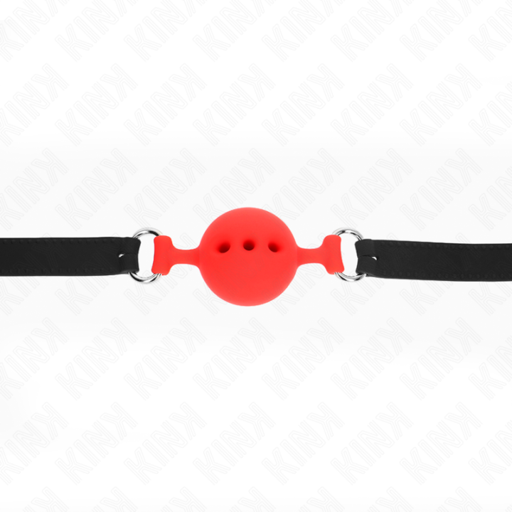 Vollsilikon-Klappen 55 X 2 cm mit 4,5 cm Kugel Grösse M Rot Verstellbar 35-51 cm von Kink Collar & Gag | Fesselliebe.de