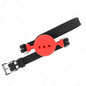Vollsilikon-Klappen 55 X 2 cm mit 5 cm Kugel Grösse L Rot Verstellbar 35-51 cm von Kink Collar & Gag