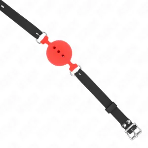 Vollsilikon-Klappen 55 X 2 cm mit 5 cm Kugel Grösse L Rot Verstellbar 35-51 cm von Kink Collar & Gag
