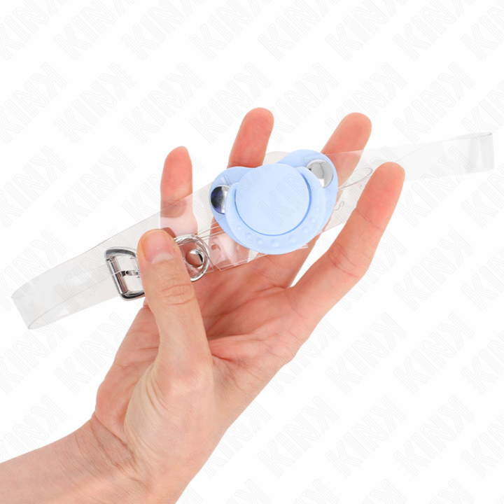 Hellblauer Schnullerform-Sprudel 5,5 X 4 cm Verstellbar 43-60 cm von Kink Collar & Gag | Fesselliebe.de