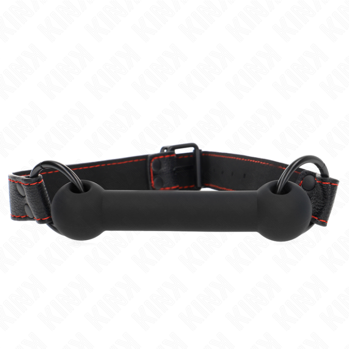 Knochengag mit Kunstledergurt Schwarz Verstellbar 41-57 cm von Kink Collar & Gag | Fesselliebe.de