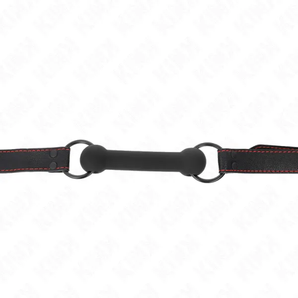 Knochengag mit Kunstledergurt Schwarz Verstellbar 41-57 cm von Kink Collar & Gag | Fesselliebe.de