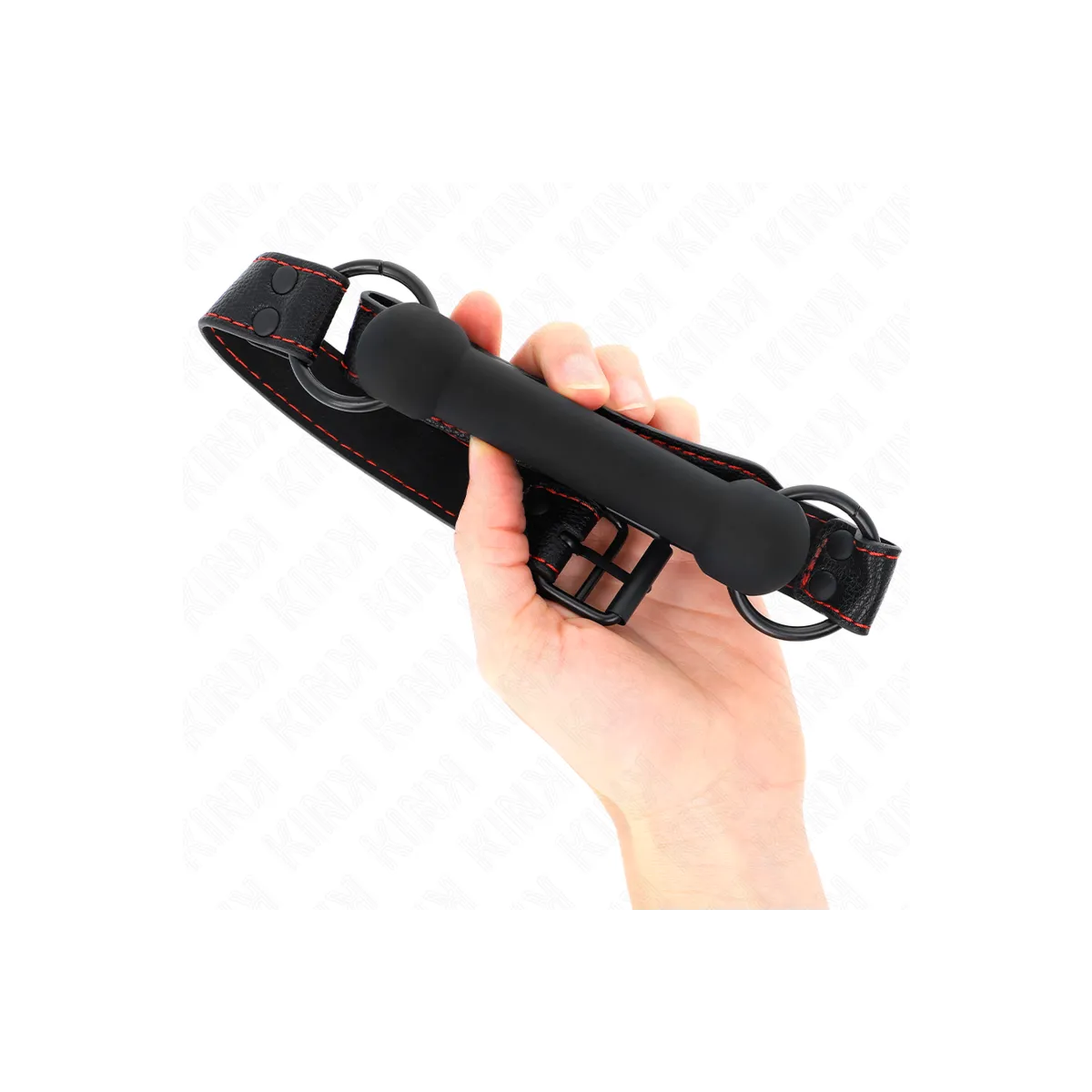 Knochengag mit Kunstledergurt Schwarz Verstellbar 41-57 cm von Kink Collar & Gag | Fesselliebe.de