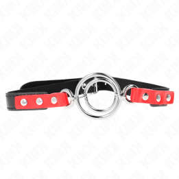 Knebel mit Mehreren O-Ringen 4 / 4,8 cm Rot 38 X 56 cm von Kink Collar & Gag | Fesselliebe.de