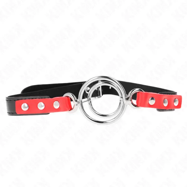Knebel mit Mehreren O-Ringen 4 / 4,8 cm Rot 38 X 56 cm von Kink Collar & Gag | Fesselliebe.de