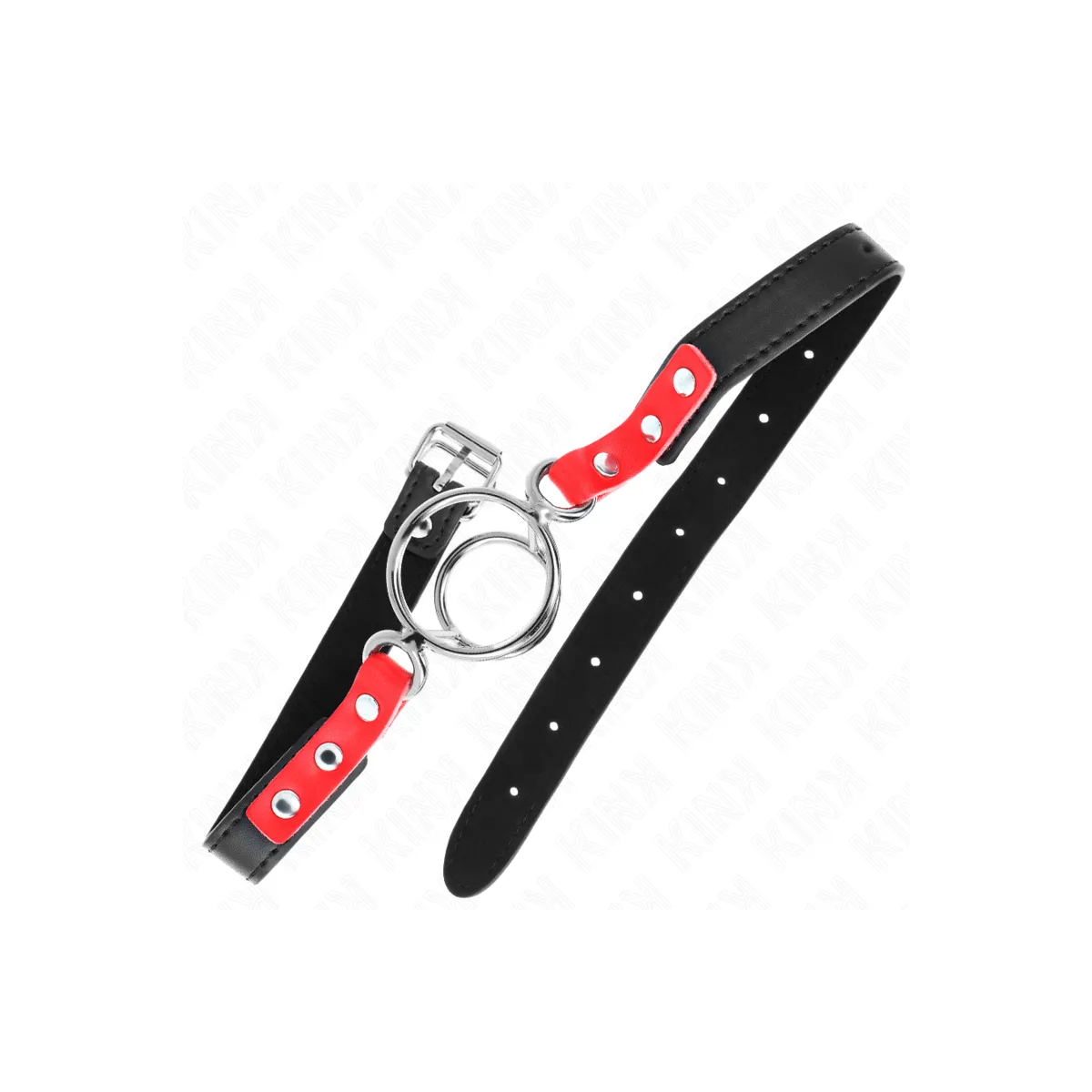 Knebel mit Mehreren O-Ringen 4 / 4,8 cm Rot 38 X 56 cm von Kink Collar & Gag | Fesselliebe.de
