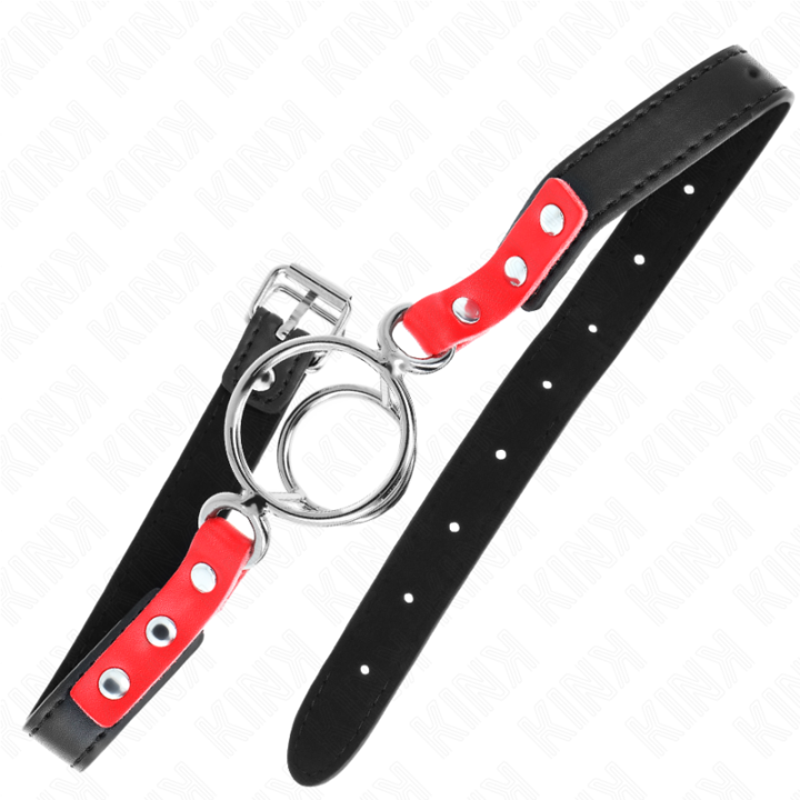Knebel mit Mehreren O-Ringen 4 / 4,8 cm Rot 38 X 56 cm von Kink Collar & Gag | Fesselliebe.de