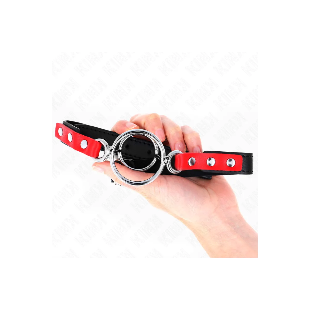 Knebel mit Mehreren O-Ringen 4 / 4,8 cm Rot 38 X 56 cm von Kink Collar & Gag | Fesselliebe.de