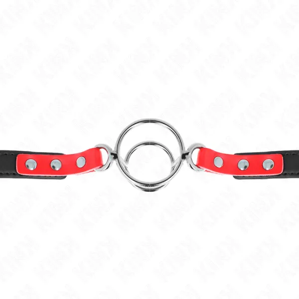 Knebel mit Mehreren O-Ringen 4 / 4,8 cm Rot 38 X 56 cm von Kink Collar & Gag | Fesselliebe.de