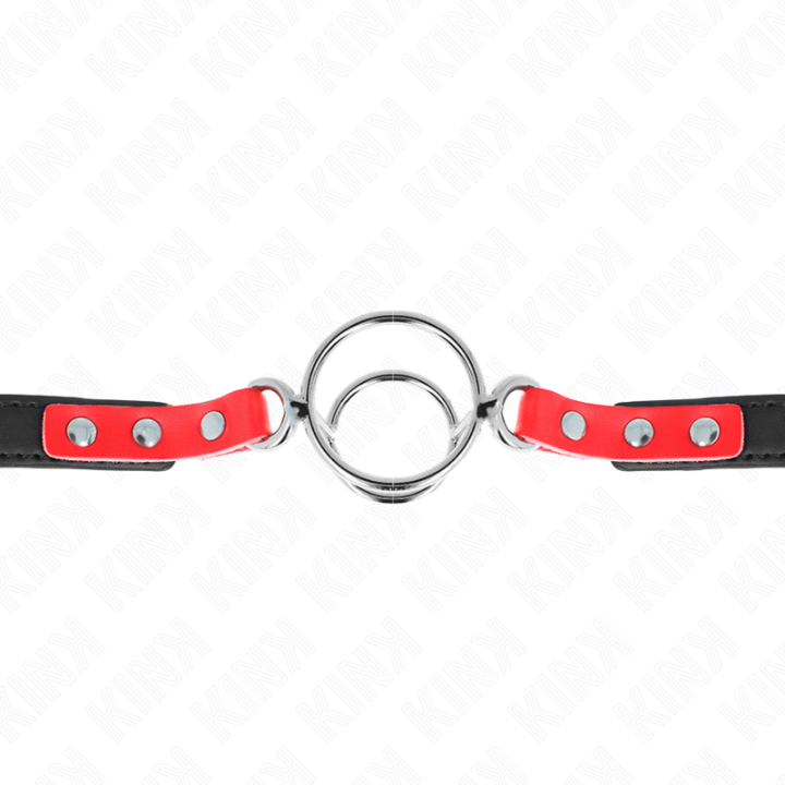Knebel mit Mehreren O-Ringen 4 / 4,8 cm Rot 38 X 56 cm von Kink Collar & Gag | Fesselliebe.de