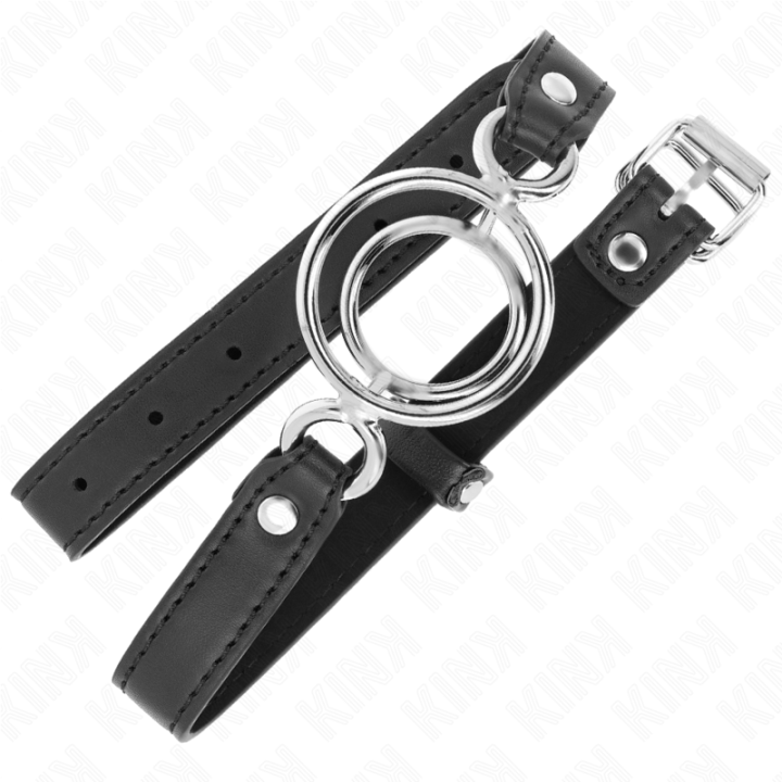 Knebel mit Mehreren O-Ringen 5 cm Schwarz 63 X 2,5 cm von Kink Collar & Gag | Fesselliebe.de