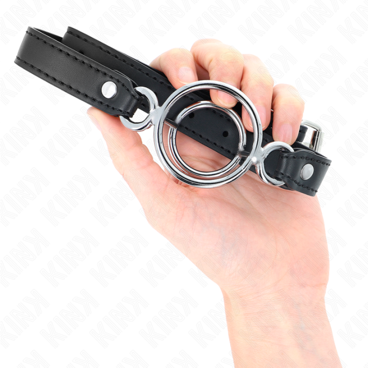 Knebel mit Mehreren O-Ringen 5 cm Schwarz 63 X 2,5 cm von Kink Collar & Gag | Fesselliebe.de